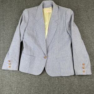 VTG Pendleton Pure Wool Plaid Blazer Single Button Jacket Shoulder Pads Sz Small